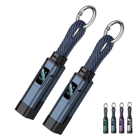 4-in-1 Smart Digital Display Keychain, LED Power Display, 65w USB C Fast Charging Short Cable for iPhone, USB C Devices, Tablets, Laptops
