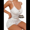 thumbnail image 3 of Conjunto de Pijama de 2 Piezas para Mujer, Sin Mangas, con Estampado Floral, Corazón y Cereza, Pantalones Cortos Informales, Ropa de Dormir , Talla M, 3 of 9