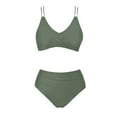 thumbnail image 6 of QUNYINEY Solid Swimsuit Women Spaghetti Straps Bikinis V Neck Bathing Suit High Waisted Two Piece Swimsuit Sets, 6 of 6