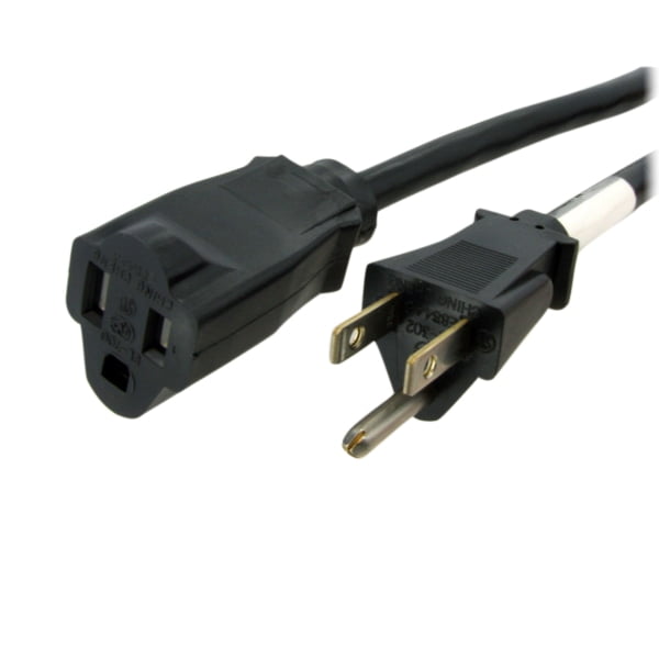 StarTech.com 6 ft 14 AWG Power Cord Extension - NEMA 5-15R to NEMA 5-15P - 6ft - NEMA 5-15P - NEMA 5-15R 125V AC - 15A - Black