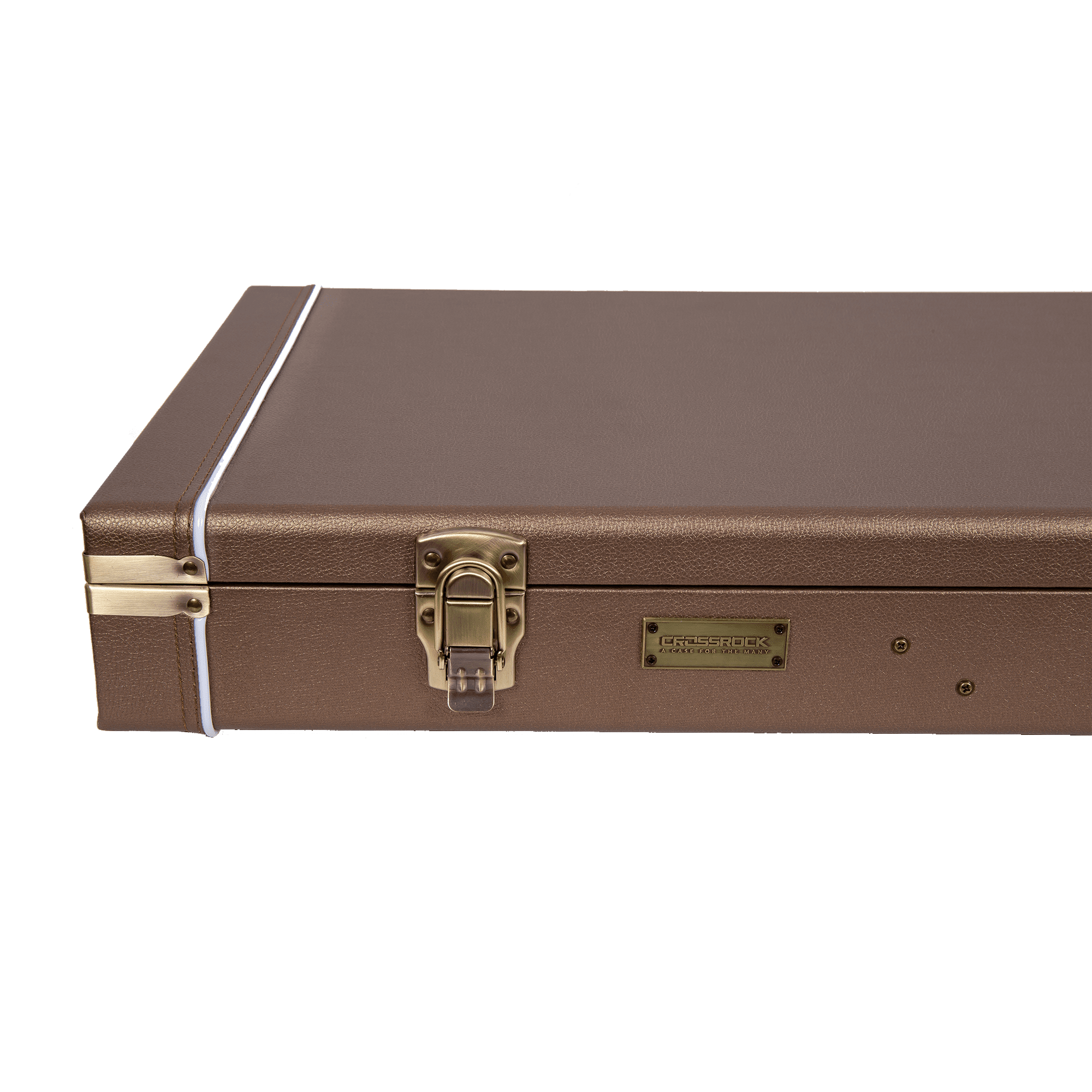 Crossrock Designer Series- Wooden Case for Fender Stratocaster and Telecaster Guitars- Security Lock, Metal Feet, Storage Space- Chocolate Brown