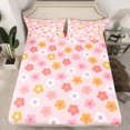 thumbnail image 2 of Manfei Pink Cartoon Floral Twin Sheet Sets,Rustic Flower Twin Fitted Sheet,Cute Daisy Flat Sheet For Children,Super Cozy Room Decor,3-Piece, 2 of 7