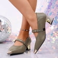thumbnail image 2 of Women's Pumps for Women Trendy Pointed Toe Chunky Heel Mary Jane Shoes Comfortable Snake Embossed Metal Chain Decor Casual Dress Shoes Fashion Plus Size Black Shoes for Women, 2 of 10