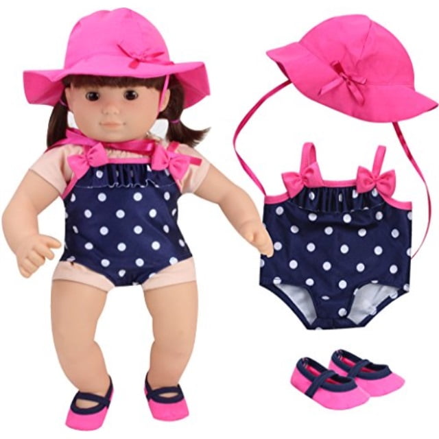 Sophia's 15 Inch Baby Doll Bathing Suit Navy Polka Dot Baby Doll