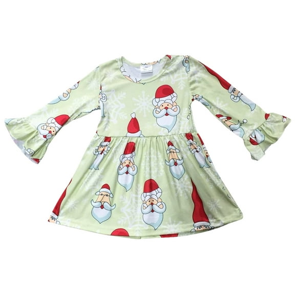 Toddler Girls Lovely Ruffle Sleeve Santa Christmas Birthday Party Girl Dress Green 2T XS (P318432P)