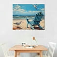 thumbnail image 2 of Creowell  Wall Art Framed Beach Canvas Artwork Decor Rustic Navy Blue Sky Coastal Seagull Chair Picture Ocean Seascape Aqua Painting for Living Room Office Wall Ready to Hang 20x16 in/16x12 in, 2 of 4