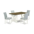 thumbnail image 2 of East West Furniture 5-Pc dining room table set Includes 4 Kitchen Chairs with Upholstered Seat and High Back and a Rectangular Dining Table - Linen White Finish, 2 of 10