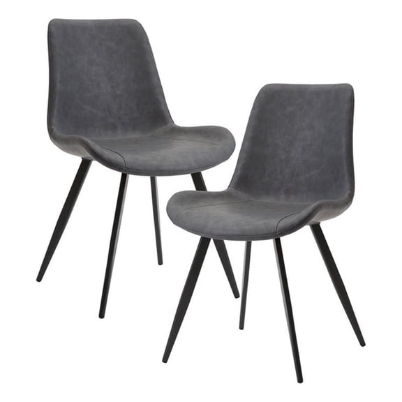 Lexicon Brixley Faux Leather Dining Side Chair in Gray (Set of 2)