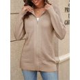 thumbnail image 4 of Drop Shoulder Long Sleeve Women's Turtleneck Zip Up Cardigan Sweaters Oversized Casual Solid Mesh Knit Jumper Tops, 4 of 6