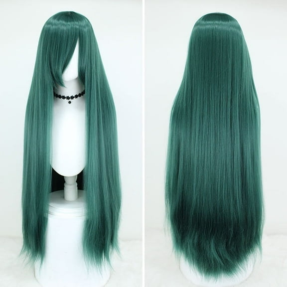 XmhyTop Women's 39" Long Straight Wig, Anime Fashion Style for Cosplay, Dark Green