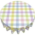 thumbnail image 3 of Easter Checkered Tablecloth 60 Inch Round Colorful Plaid Table Cloth Washable Wrinkle Resistant Rainbow Spring Table Cover for Holiday Party Dinner Decor, 3 of 6