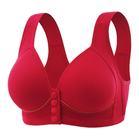 (2-Pack) Puawkoer Women s Front Side Buckle Support Bras for Women Lace Edge without Steel Womens Brasy Ring Seamless Gathering Women Bra Set and Underwear
