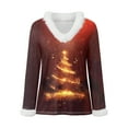 thumbnail image 4 of Jkety Santa Sweater Christmas Shirts for Women Fuzzy Fur Trim Holiday Tops Trendy Xmas Tree Graphic Shirt V Neck Long Sleeve Tunic Blouse ,XL, 4 of 5