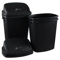 Wekioger 11 Gallon Plastic Trash Bin with Swing Lid, 4 Packs 40 L Black Kitchen Garbage Can