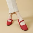 thumbnail image 4 of Ruiatoo Women's Ballet Flats Square Toe Knit Comfortable Slip On Mary Jane with Ankle Strap Casual, Work Teacher Dressy Shoes Red 39, 4 of 6