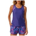 thumbnail image 2 of Yammkia Tankini Swim Tops Women's Tankini Sets Two Piece Bathing Suits Tummy Control Square Neck Adjustable Straps Ruched Ribbed(Purple,S), 2 of 9