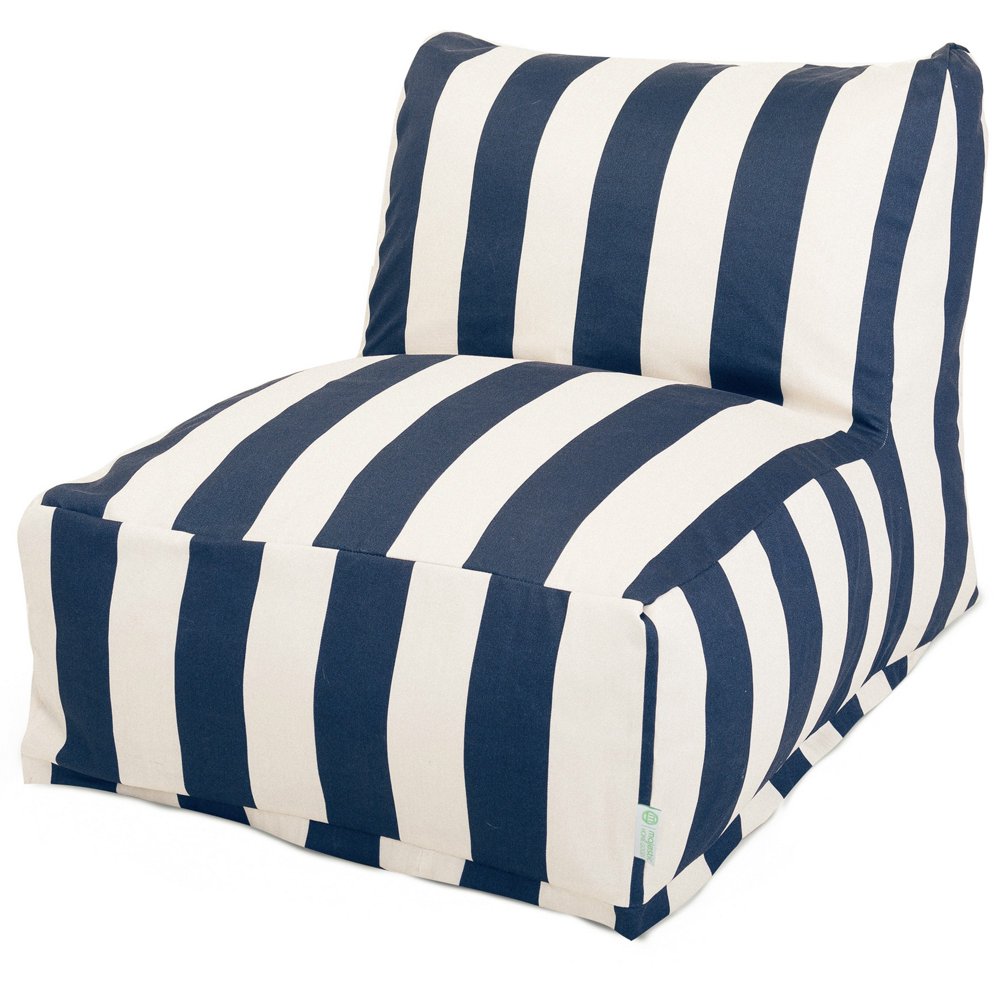 Majestic Home Goods Indoor Outdoor Navy Vertical Stripe Chair Lounger