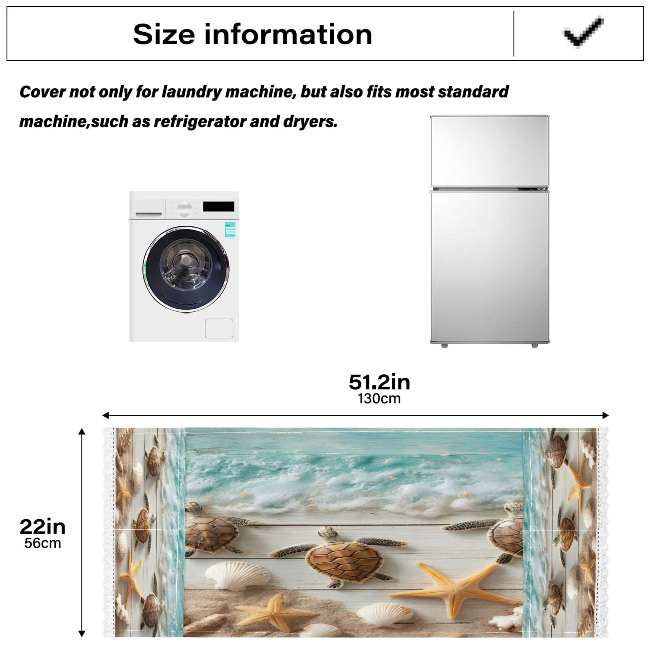 Wobogo Beach Turtle Washing Machine Cover Dustproof Washer Dryer Cover Waterproof Laundry Room Decorative Protector