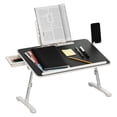 thumbnail image 1 of Unique Bargains Adjustable Foldable Laptop Bed Desk Lap Tray Table with Drawer and Phone Book Stand, Grey, 1 of 7