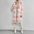 thumbnail image 3 of Bovemsi Trench Coats Women'S Autumn Or Winter Button Down Lapel Plush Plaid Coat Loose Long Fall Winter Clothes XL, 3 of 7
