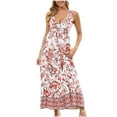 thumbnail image 1 of SDNall Robe pour Femmes Décontractée Imprimée Sans Manches Col en V Robe à la Cheville Sans Manches Robe Décontractée pour Femmes, Robe à Manches 3/4 pour Femmes, 1 of 9