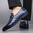 thumbnail image 6 of Mens Business Leather Loafers Formal Dress Casual Classic Comfort Wedding Office Breathable Oxford Shoes Blue 10 US, 6 of 7
