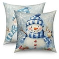 thumbnail image 4 of Dashan Winter Snowman Pillow Cover 18x18 Set of 2,Blue Christmas Decorative Pillow Cases Couch Cushion for Bedroom Home Decor, 4 of 6