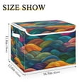 thumbnail image 5 of Yayeee Collapsible Cube Storage Bin with Lid Fabric Closet Decorative Basket with Handles, Colorful Waves Pattern, 5 of 7