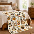 thumbnail image 5 of Spooky Dogs and Cats with Jack O Lanterns, Cheerful Holiday Style for Pet Lovers, Pumpkin Pet Party and Halloween Gift, Soft Flannel Blanket for Family Room and Living Room, Home Decor, 5 of 6
