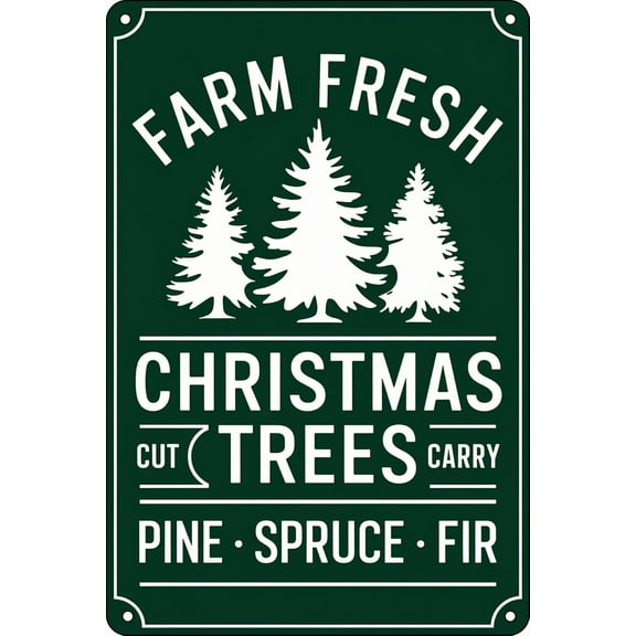 Farm Fresh Christmas Trees Tin Sign Metal Vintage Farmhouse Christmas Decor for Man Cave Cafe Bar Home Wall Decor Art Winter Decoration Plaquees 8×12 inch