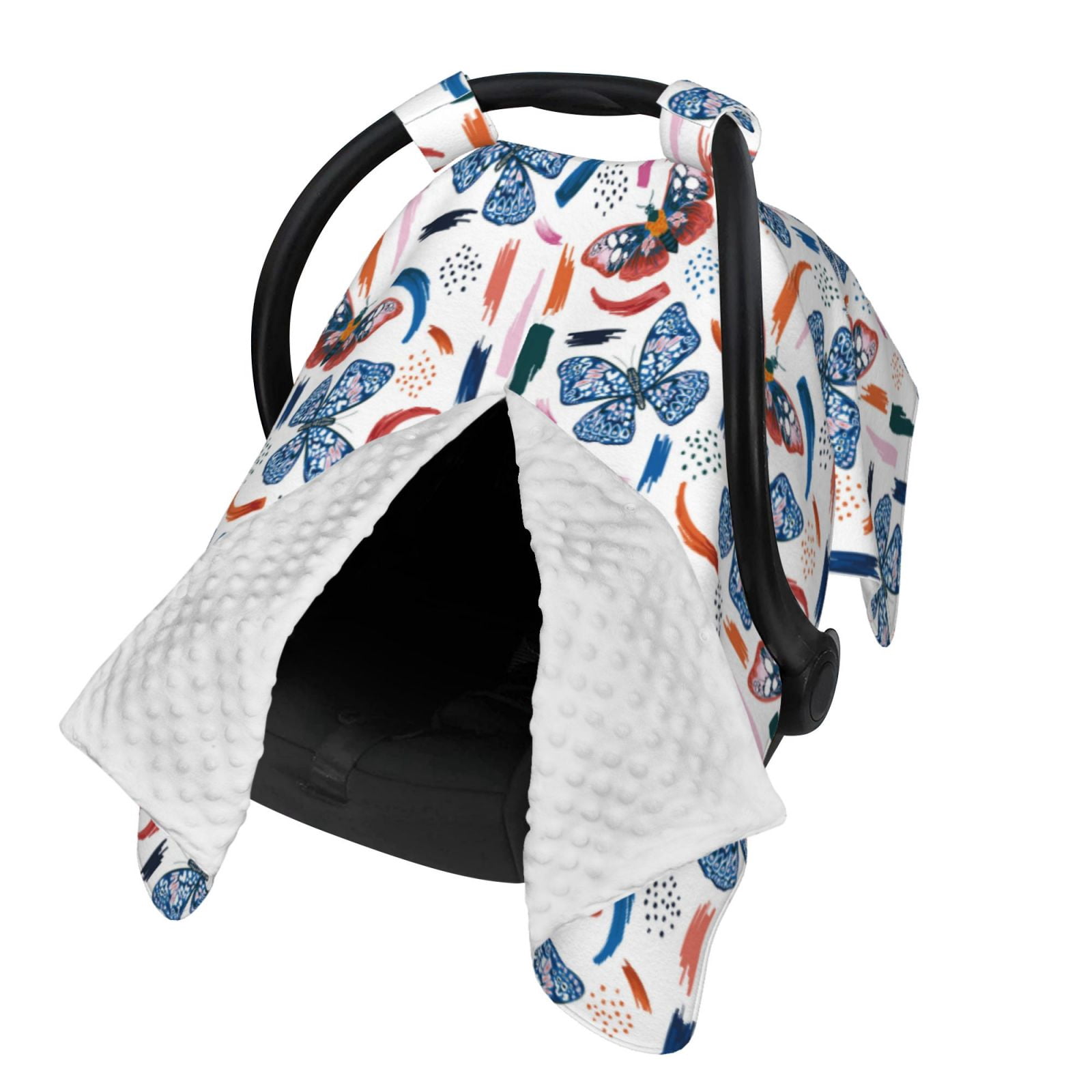 Naloa Retro Butterfly Baby Car Seat Cover, Breathable Baby Carrier Cover, Multiuse Baby Carrier Cover & Nursing Breastfeeding Cover