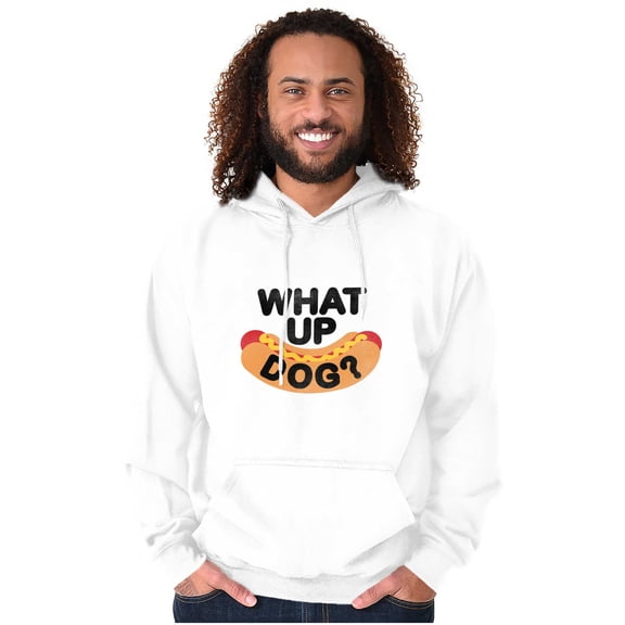 Funny Food Pun Joke What Up Dog Hoodie Sweatshirt Women Men Brisco Brands S