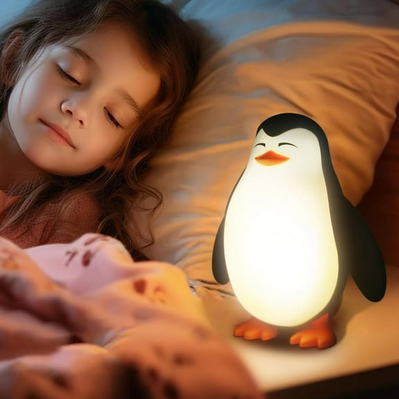 Penguin Night Light LED Cute Penguin Silicone Night Light with 30-Minute Timer 3 Levels Dimmable Nursery Night Light Bedside Touch Lamp USB Rechargeable for Boys Girls efficient