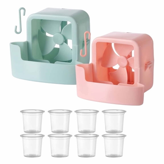 No Drill Hanging Fan Cooler with 4 Reusable Ice Cups, Portable Fan Cooling Attachment, Hanging Fan Cooling Attachment with 4 Ice Cups, For Home, Office, Patio, Workshop, 2-Pack