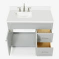 thumbnail image 6 of ARIEL Hamlet 43 Inch Single Sink Bathroom Vanity in Gray, 1.5" Edge Quartz Top, Solid Wood, Left Rectangular Sink, 2 Soft-Closing Doors & 2 Full Extension Drawers, Toe Kick, 6 of 9