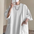 thumbnail image 4 of Men Summer Pocket Patchwork Solid Short Sleeve T-Shirts Fashion Loose Basic Tops, 4 of 11