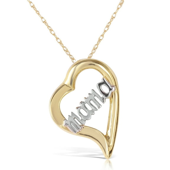 Galaxy Gold 14k 20" Yellow Gold 'Mama' Pendant Necklace