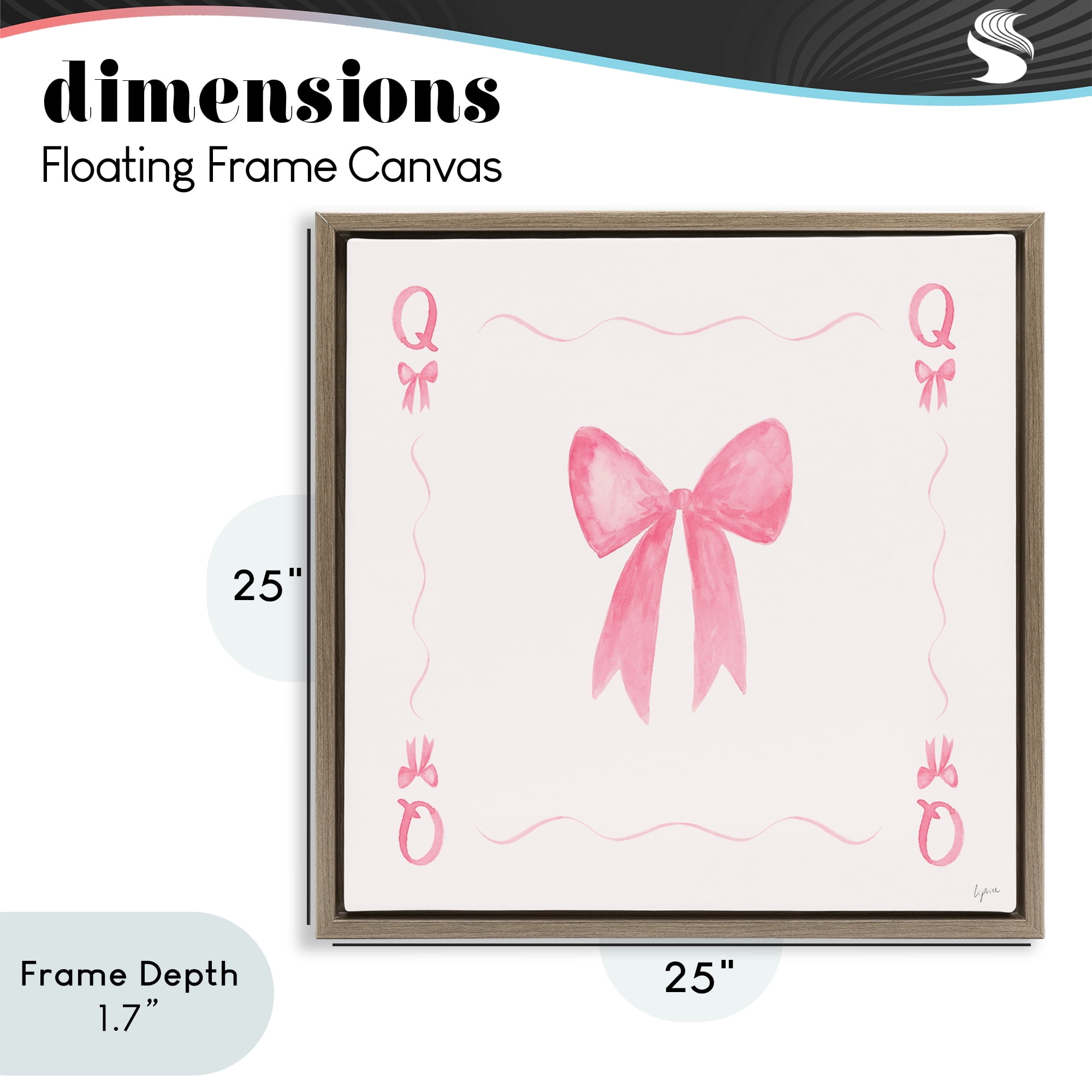 Stupell Industries Queen of Ribbons Card Brown Framed Floater Canvas Wall Art, design by Lucille Price