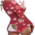 thumbnail image 2 of Femmes Combinaisons Pyjamas Vêtements de Nuit Cul Rabat Clubwear Profond V-Cou Bouton jusqu'à Rompers, 2 of 9