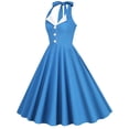 thumbnail image 3 of Summer Savings Clearance!Women's Vintage 1950s Dress Retro Polka Dot 50s 60s Halter Dress Hepburn Cocktail Swing Party Dresses Gowns, 3 of 6