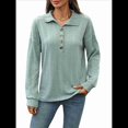 thumbnail image 1 of Blusas Holgadas de Larga con Botones y Solapa de Color Liso para Mujer, Otoño e Invierno Verde Oscuro XXL, 1 of 10