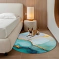 thumbnail image 2 of Round Rugs 3.3Ft, Teal Ombre Marble Round Area Rug Washable Indoor Throw Carpet, Modern Ink Painted Abstract Soft Non Slip Circle Rug for Laundry Room Patio Home Decor Aesthetic, 2 of 8