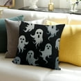 thumbnail image 3 of Autua Happy Halloween Pillowcase, Halloween White Ghost Decoration Throw Pillow Cover Holiday Farmhouse Outdoor Black Pillowcase Sofa Home Decor 22x22in, 3 of 5