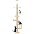 thumbnail image 6 of Heynemo Floor to Ceiling Cat Tree Tower Adjustable Height Multi-Level with Acrylic Capsule Sisal Scratching Posts Stable Stylish for Kittens & Large Cats, 6 of 7