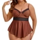 thumbnail image 1 of Bañador de dos piezas de talla grande Agnes Orinda para mujer, tankini con control del abdomen, vestido de baño con push up, conjunto de ropa de playa y piscina con pantalones cortos 1X Café, 1 of 7