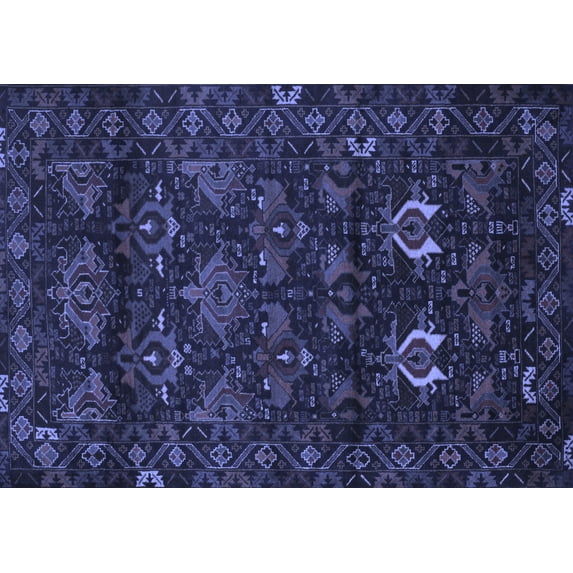 Ahgly Company Machine Washable Indoor Rectangle Persian Blue Traditional Area Rugs, 4' x 6'