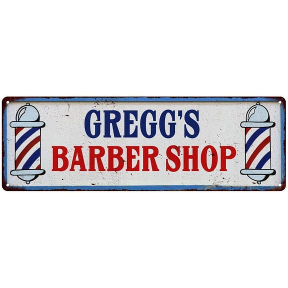 GREGG'S Barber Shop Hair Salon Metal Sign Retro 6x18 106180031199