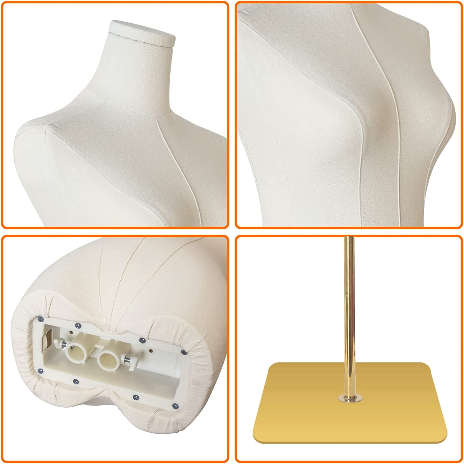 FreeLung Dress Form Mannequin Body Female Beige Linen Fabric Manikin Torso  with Detachable Adjustable High Stability Metal Stand - Walmart.com