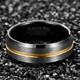 thumbnail image 4 of 8mm Matte Finish Men's Tungsten Ring Thin gold Line Wedding Band Comfort Fit Size 6-14, 4 of 6