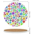 thumbnail image 2 of Round Drink Coasters, 4 Pcs Colorful Dog Paw Print Pattern Absorbent Ceramic Coaster with Cork Base for Coffee Cups Housewarming Gift for Home Decor, 2 of 5